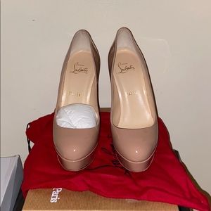 Christian Louboutin nude patent bianca pumps